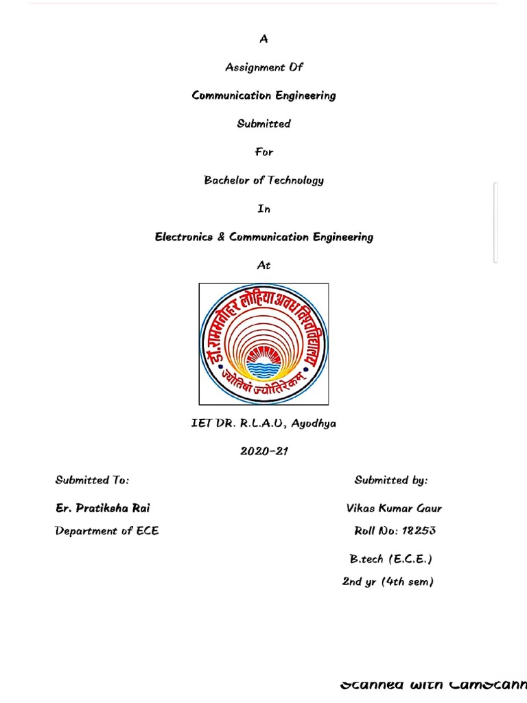 Communication Engineering Assignment 1 PDF | PDF