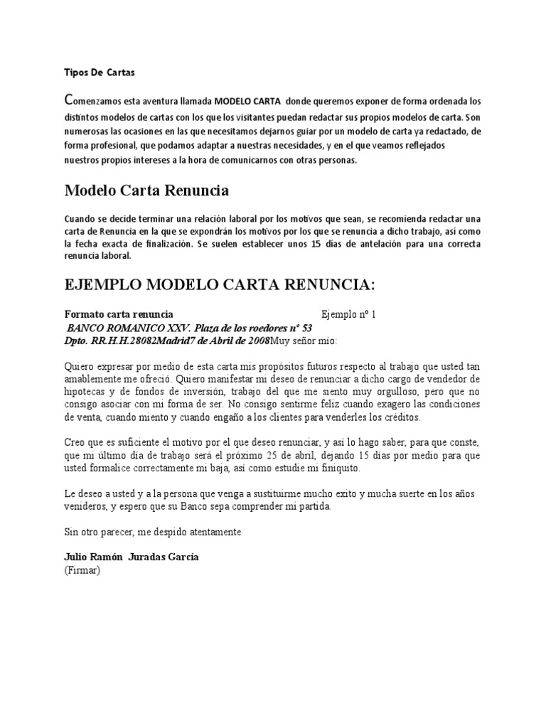 Tipos De Cartas Bancos Economias