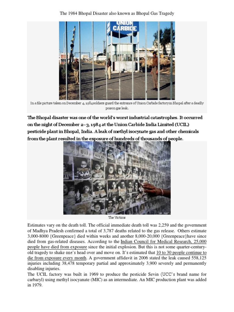 Bhopal Gas Tragedy Overview and Impact | PDF | Disaster And Accident ...