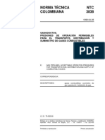 ntc3838 GASODUCTOS. PRESIONES DE OPERACIÓN PERMISIBLES PARA EL TRANSPORTE, DISTRIBUCIÓN Y SUMINISTRO DE GASES COMBUSTIBLES