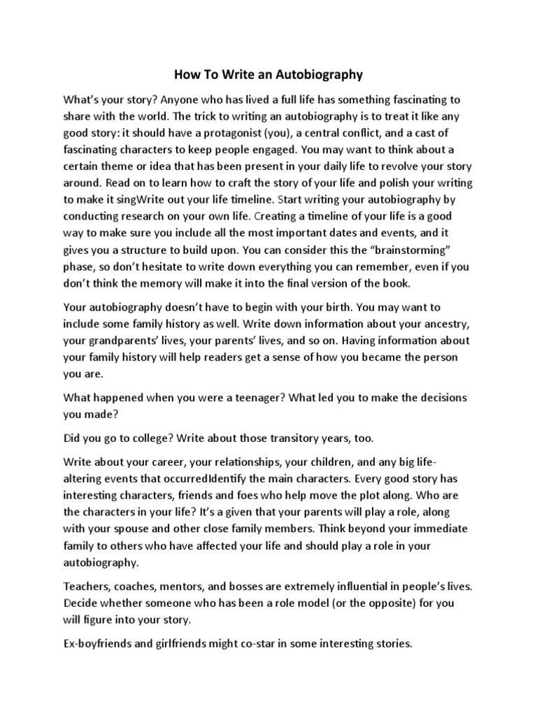 Autobiography Writing Steps PDF