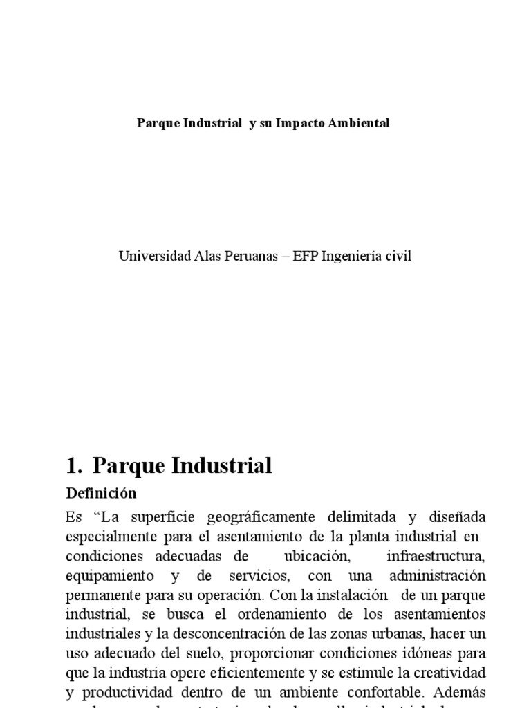 Parques Industriales y su Impacto Ambiental | PDF | Contaminación ...