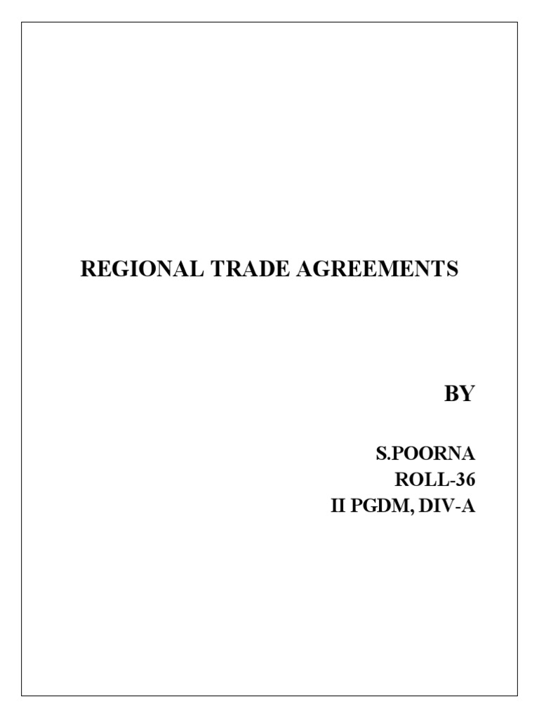 Regional Trade Agreements PDF Trade Agreements Trade