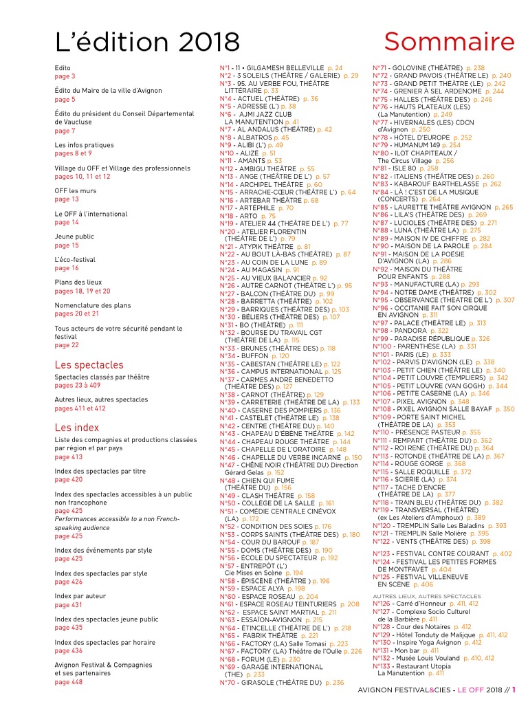 Programme Du Festival Off D Avignon 2018 Festival Theatre