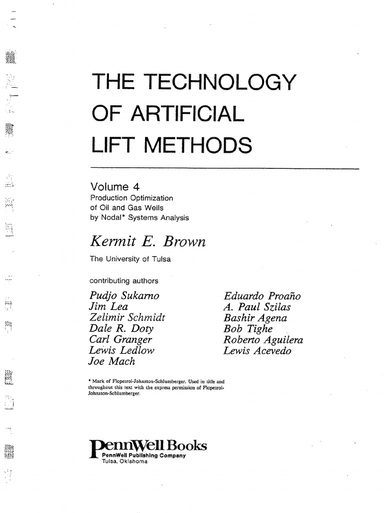 Kermit E. Brown The Technology of Artificial Lift MethodsVol IV PDF