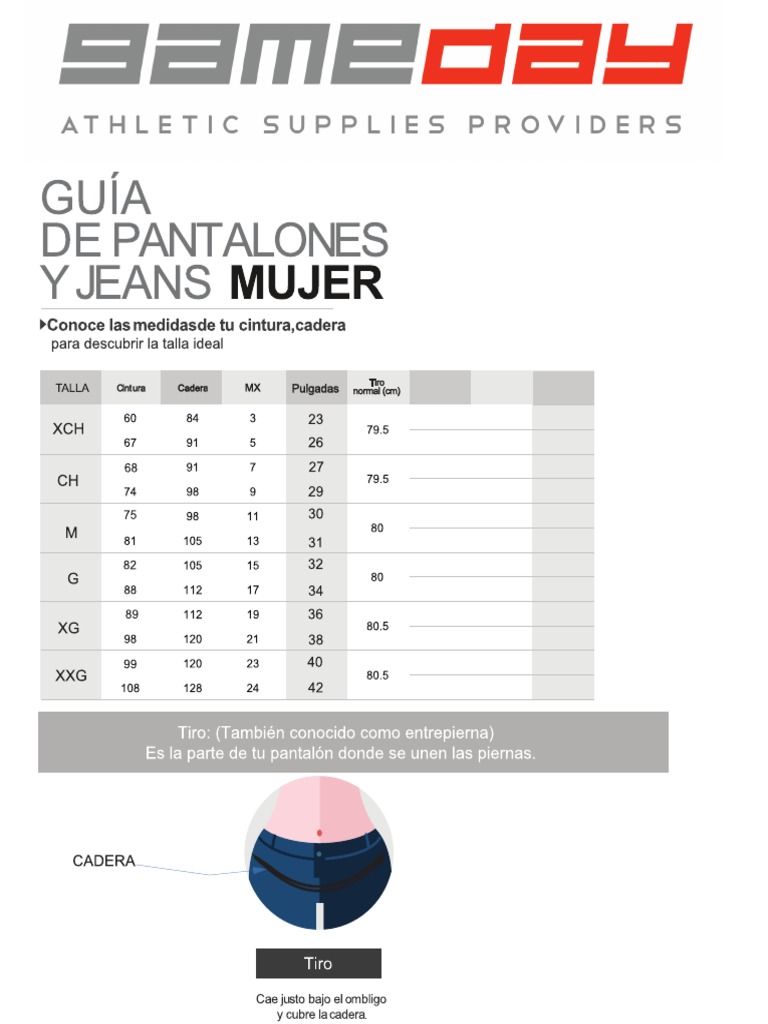 Guia Tallas Dama Pantalon