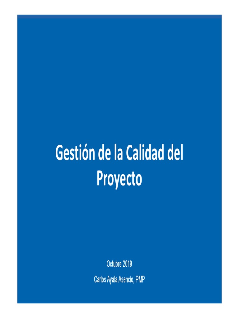 Gestión de Calidad en Proyectos PMBOK | PDF | Gestión de la calidad ...