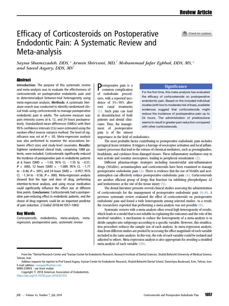 Mdeicacion Post Endodoncia Meta Analysis Nonsteroidal Anti Inflammatory Drug