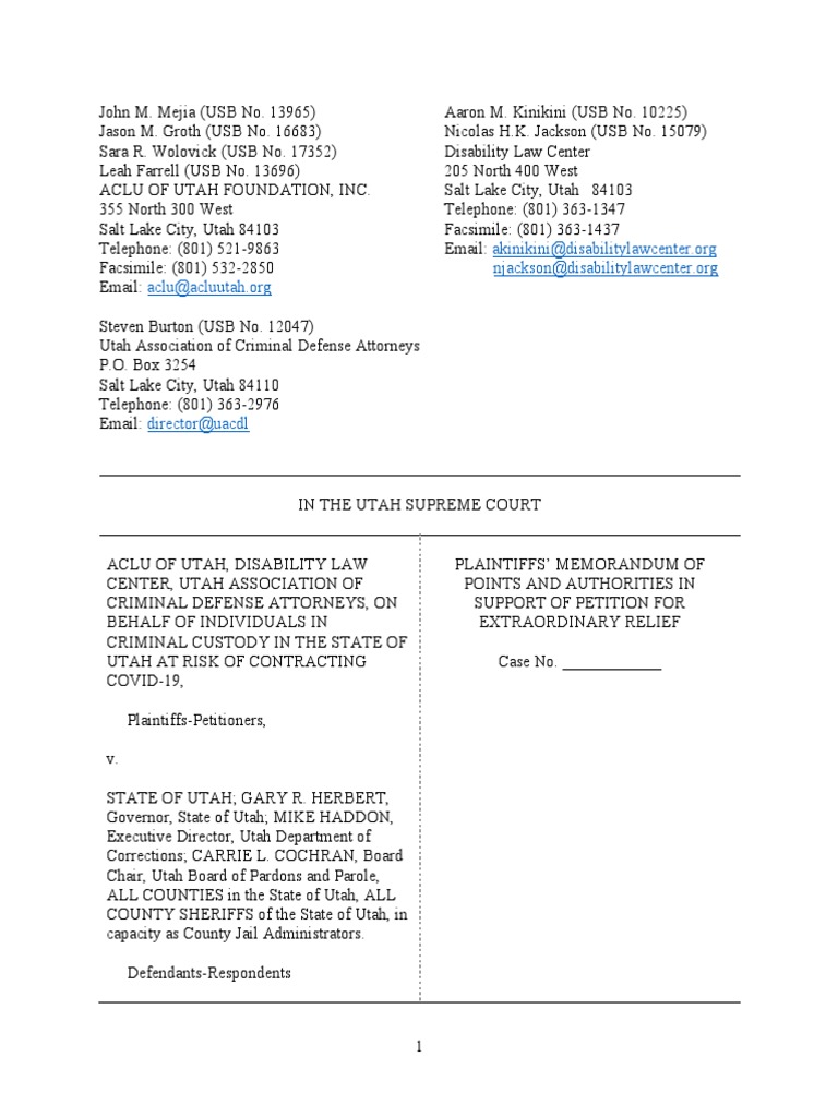 Memorandum of Points and Authorities PDF Estelle V. Gamble Habeas