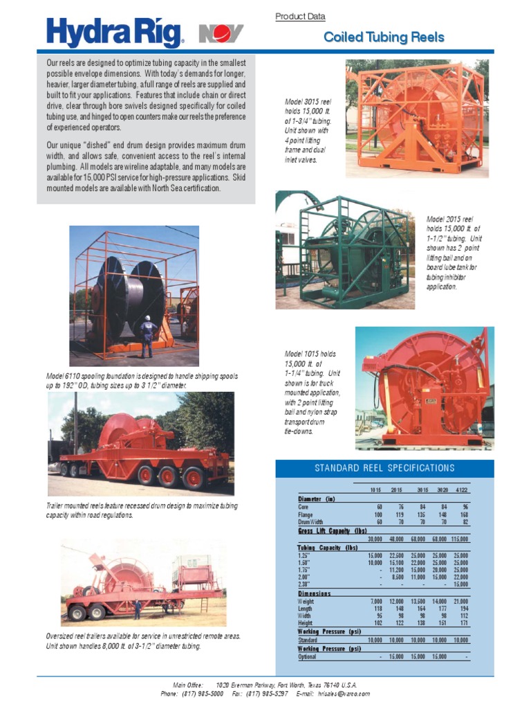Coiled Tubing Reels PDF Pipe (Fluid Conveyance) Equipment