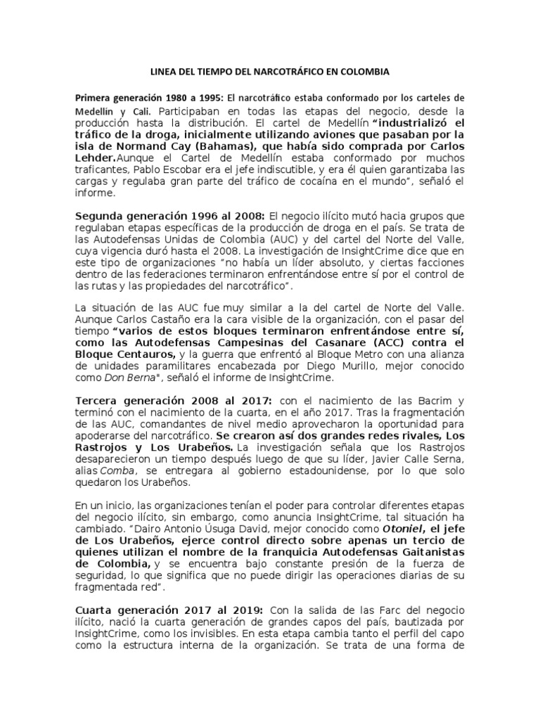Evolución del Narcotráfico en Colombia | PDF | Comercio ilegal de ...