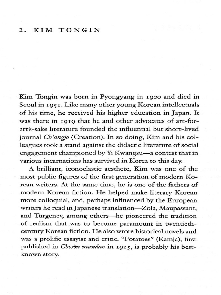 KIM Tong-In Potatoes | PDF