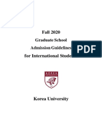 Admission Guidelines For Fall 2020 (English)