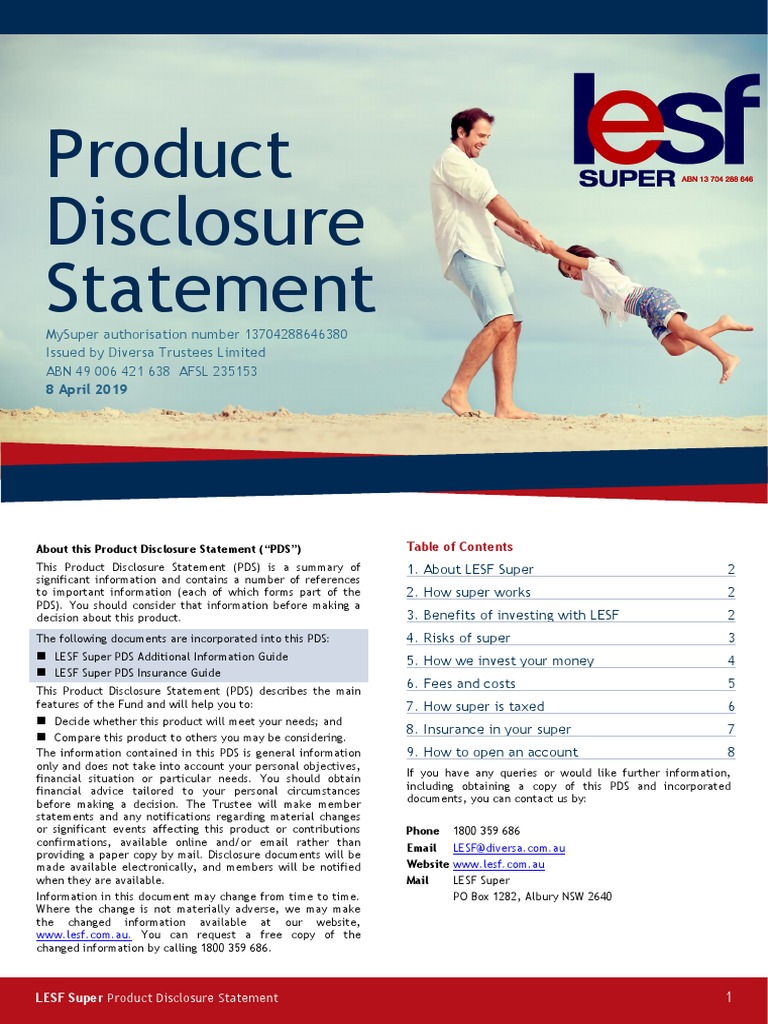 LESF Super Product Disclosure Statement | PDF | Pension | Taxes