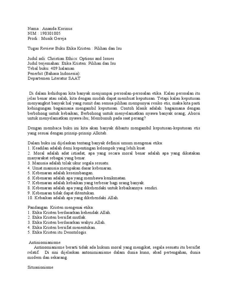 Review Etika Kristen Pdf