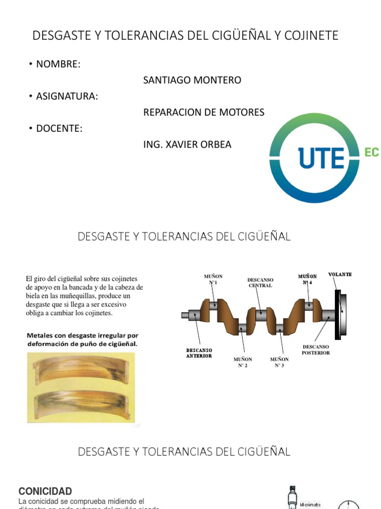 Deber 8 Desgaste y Tolerancias Del Cigüeñal y Cojinete (Santiago Montero) |  PDF | Motores | Bienes manufacturados