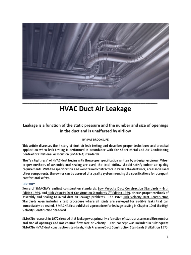 Hvac Duct Air Leakage 9 12 19 PDF Duct (Flow) Electromechanical