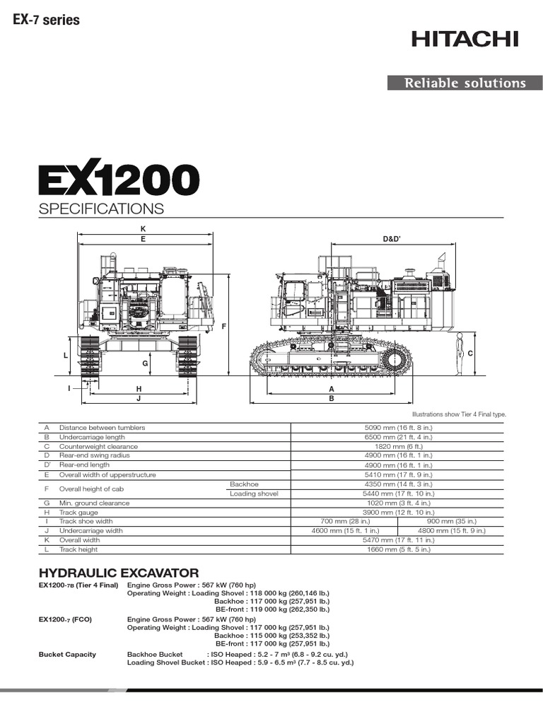 450専用ページ EX1200-7 Specs Digital-Only 18-11 PDF | PDF | Pump | Horsepower