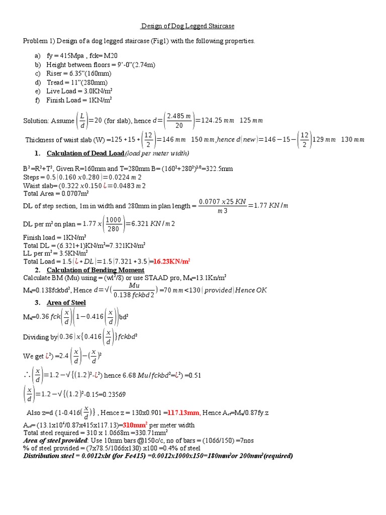 Design of Dog Legged Staircase PDF Stairs Building Technology