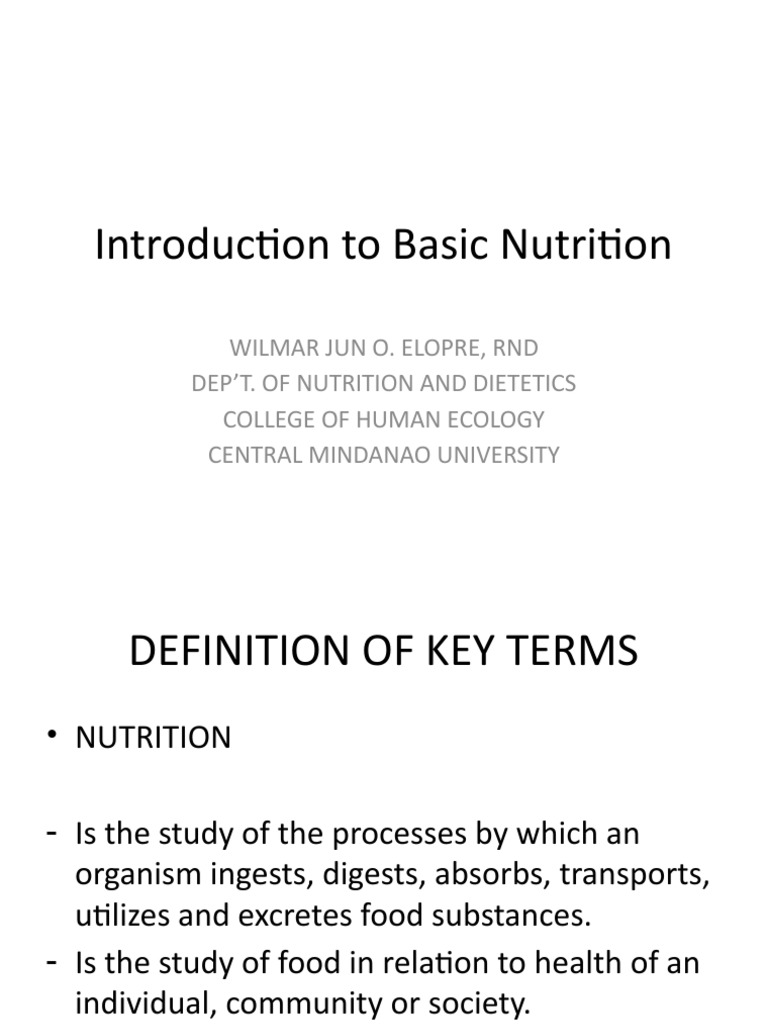 Introduction To Basic Nutrition Nursing | PDF | Nutrition | Diet ...