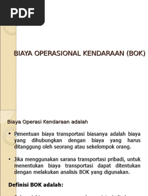 Biaya Operasi Kendaraan Bok