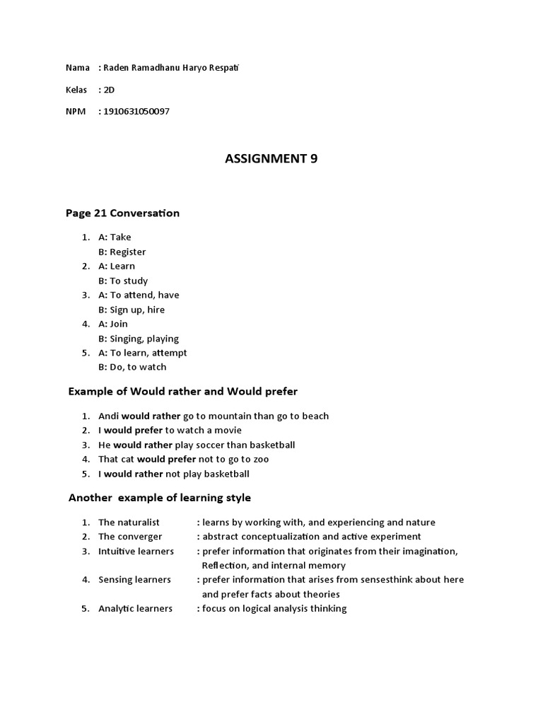 Assignment 9 | PDF | Self-Improvement