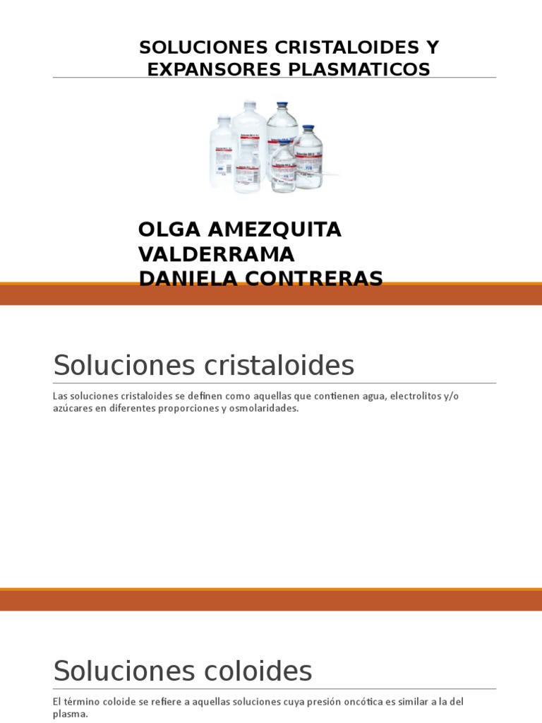 Soluciones Cristaloides y Coloides Médicos | PDF | Coloide | Solución ...