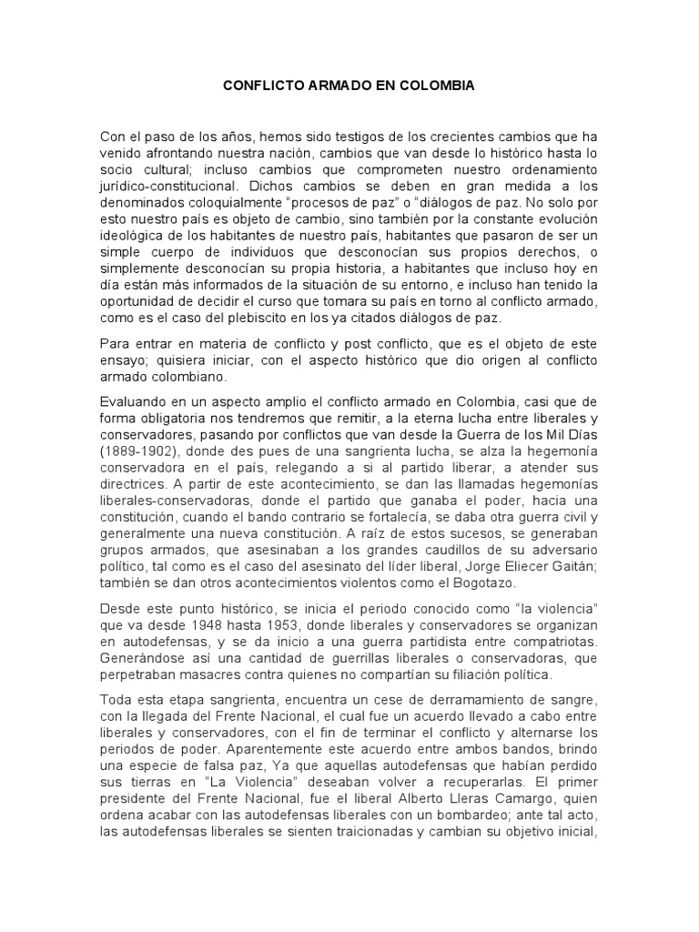 Historia del Conflicto Armado en Colombia | PDF | Guerra de guerrillas ...