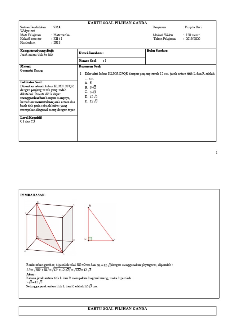 Kartu Soal Pilihan Ganda