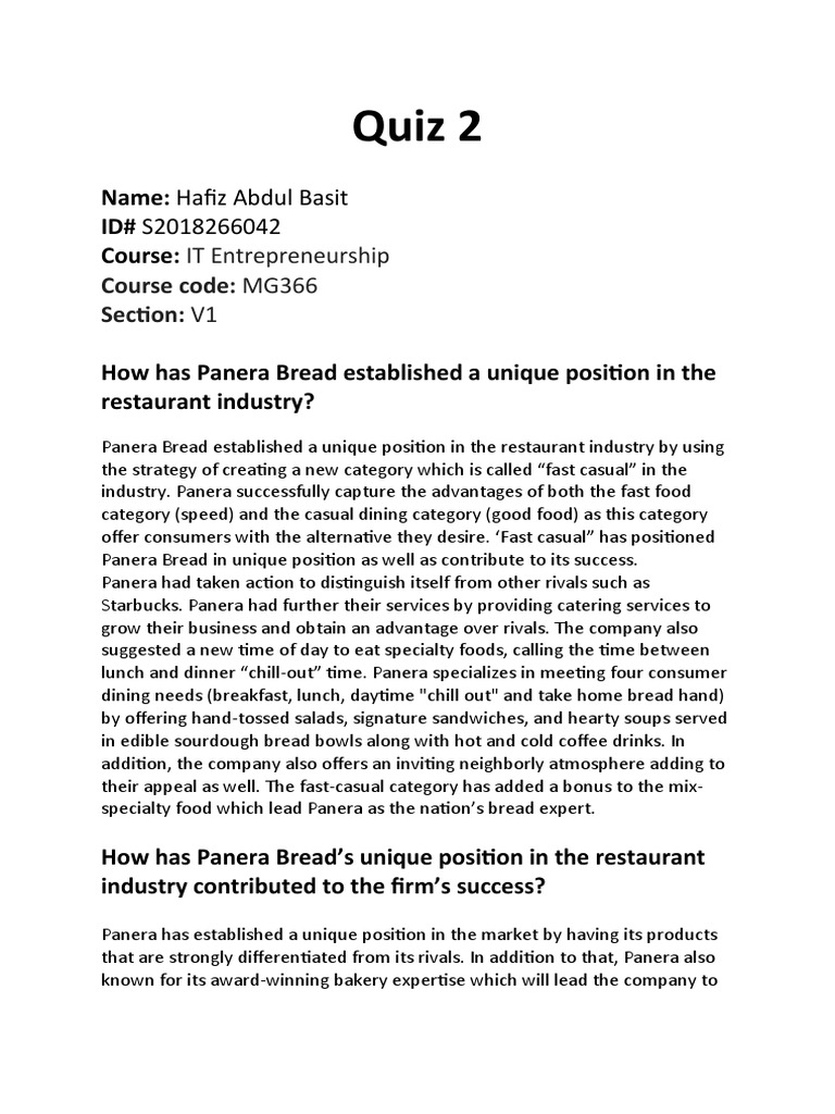 Panera Bread Pdf Competition Brand