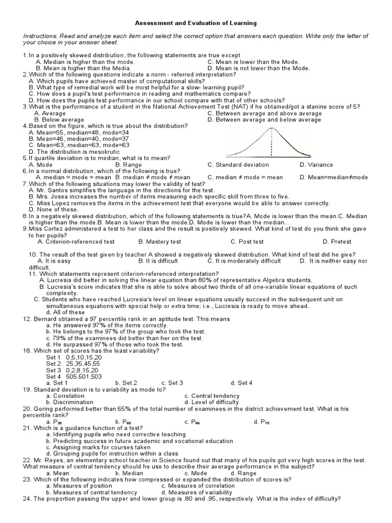 PROF ED Assessment and Evaluation of Learning 3 | PDF | Validity ...