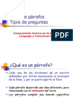 Tipos de preguntas y tipos de párrafos comprensión lectora PSU.ppt