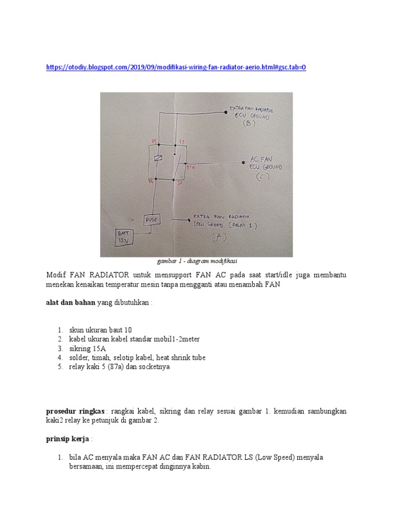 Modifikasi Wiring Fan Radiator Aerio | PDF