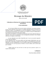 Message Ministre Enseignants Chercheurs Etudiants-FR