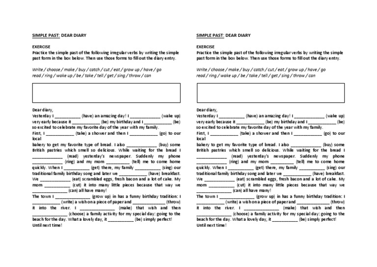 A2.2-Dear Diary (Simple Past) | PDF | Onomastics | Language Mechanics