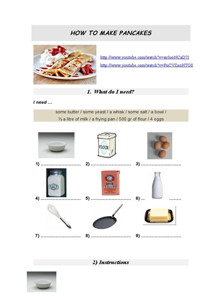 4e pancakes recipe reading comprehension pdf