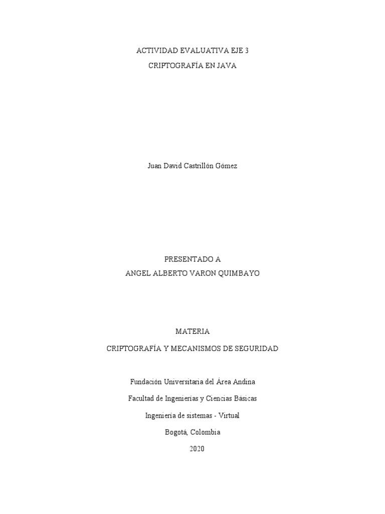 Criptografía en Java: Cifrado de Usuario y Clave | PDF | Java (lenguaje ...