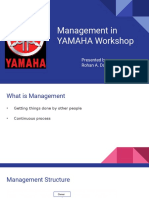 Management in YAMAHA Workshop: Presented by - Rohan A. Darve