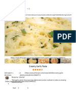 Creamy Garlic Pasta Recipe PDF