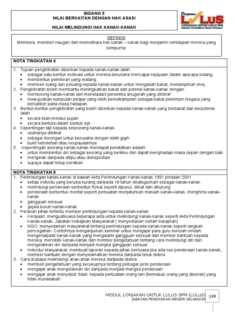 Bidang 5 Nilai Berkaitan Dengan Hak Asasi Pdf