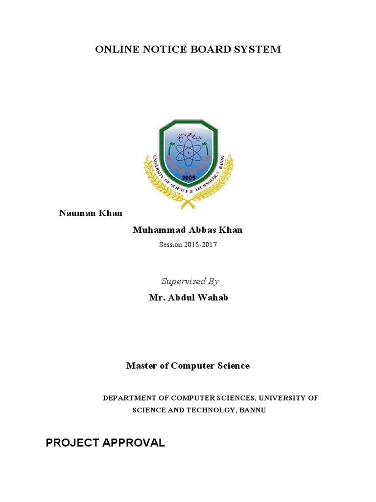 Online Notice Board System A Project Report on the Development of an