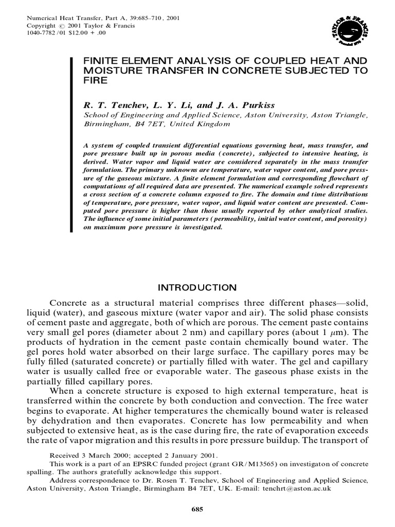 Finite Element Analysis of Coupled Heat and Moisture Transfer in ...