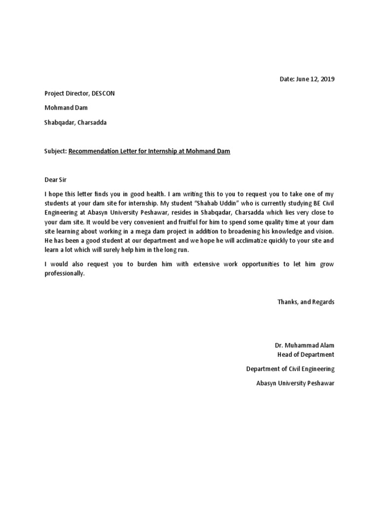 Recommendation Letter For Students