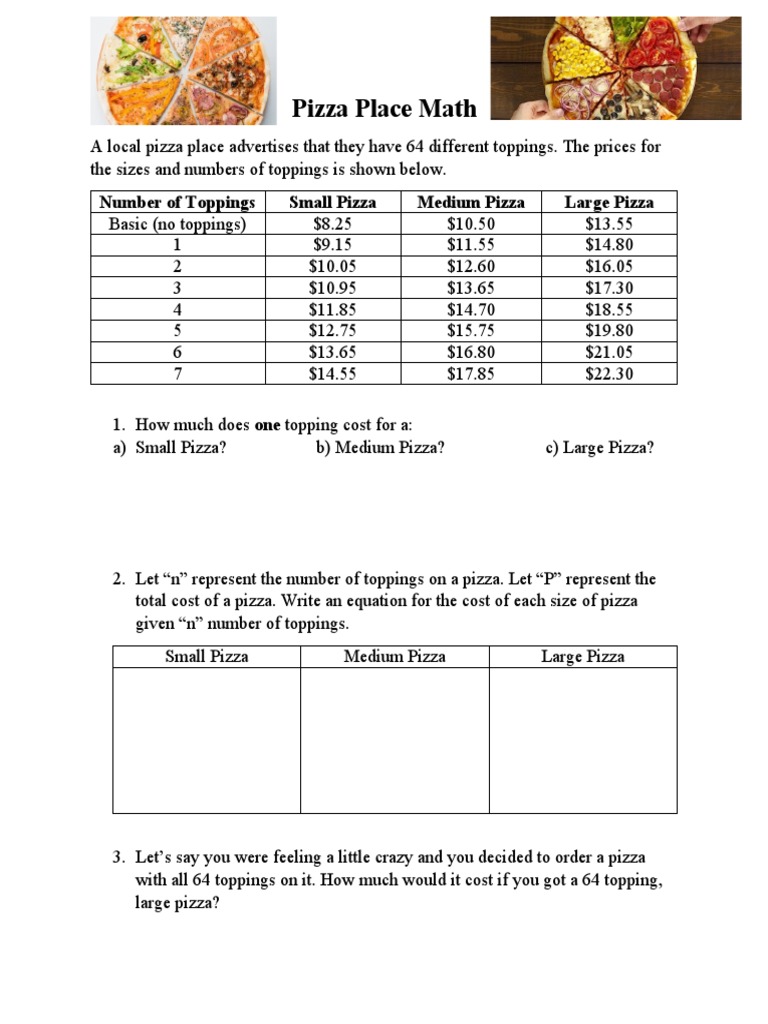 Pizza Pricing and Topping Equations | PDF