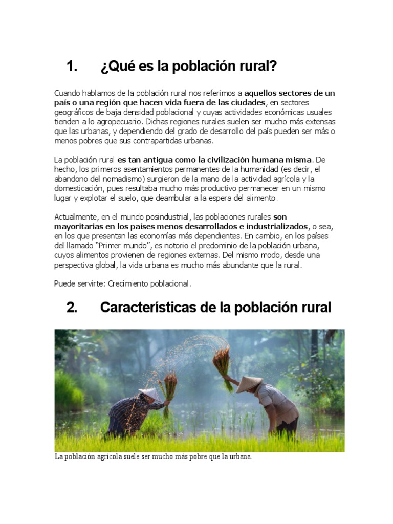 Características de la Población Rural | PDF | Población mundial | Área ...