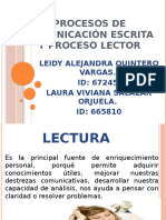 Procesos de Comunicación Escrita y Proceso Lector