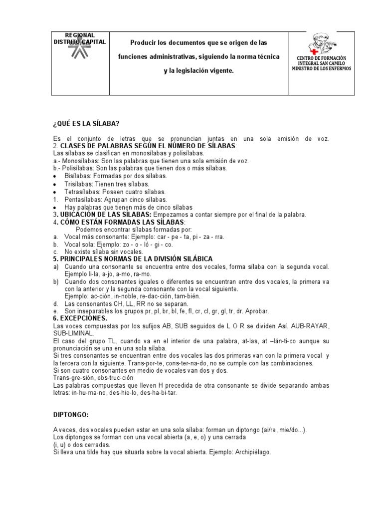 Guía de Sílabas y Diptongos | PDF | Sílaba | Voz humana