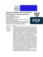 Regulación Deontológica Del Ejercicio Profesional de Psicólogos y Psicoterapeutas Del Ecuador