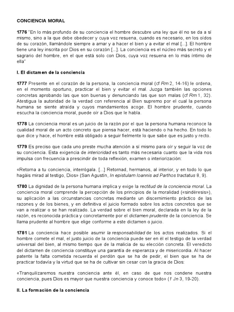 Formación y Juicio de la Conciencia Moral | PDF | Moralidad | Pecado