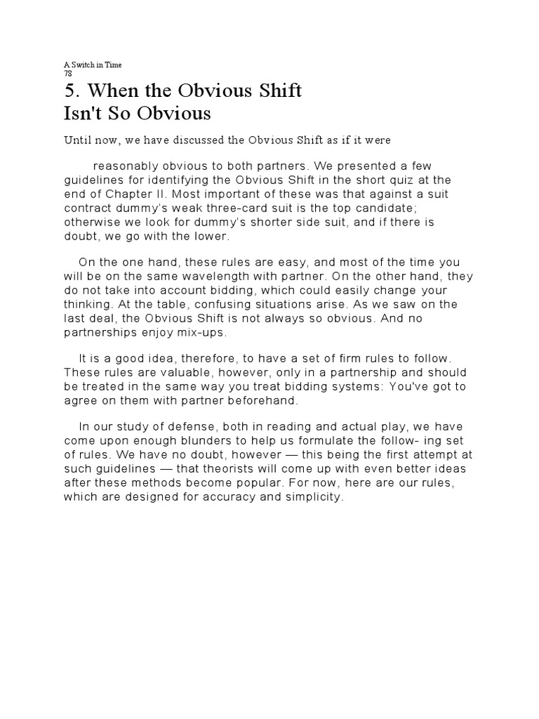 Guidelines for the Obvious Shift | PDF